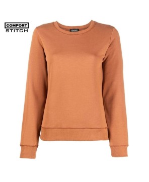 Burnt Orange Cotton Round Neck Comfort Sweatshirt