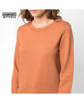 Burnt Orange Cotton Round Neck Comfort Sweatshirt