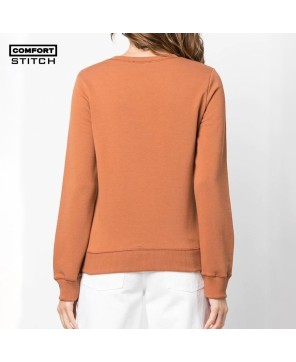 Burnt Orange Cotton Round Neck Comfort Sweatshirt