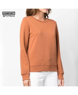 Burnt Orange Cotton Round Neck Comfort Sweatshirt