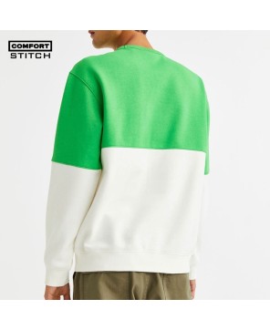 Green/White Color-Block Sweatshirt