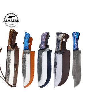 Almazan® Outdoor Adventure Series 5-Piece Knife Set with Leather Sheath