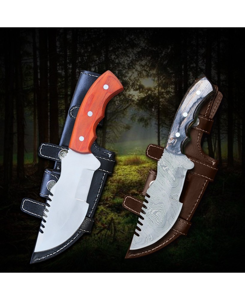 TRACKER® Hunting Knives Set - 10.5" Stainless Steel and Damascus Steel