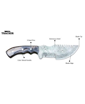 TRACKER® Hunting Knives Set - 10.5" Stainless Steel and Damascus Steel