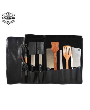 KRC Leather Chef Knife Roll 8 Slot - Premium Buffalo Leather