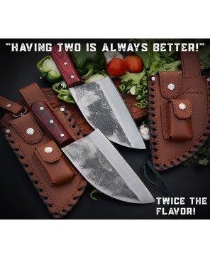 Almazan Survivalist Chef Knife Set with Leather Sheaths