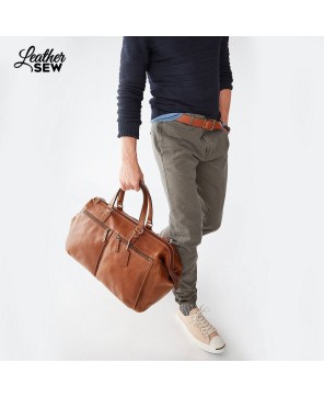 Sophisticated Cognac Cowhide Weekend Duffle Bag