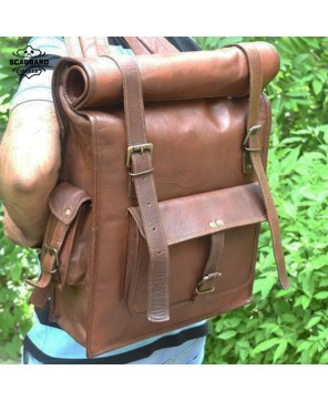 The Rolltop Genuine Leather Backpack.