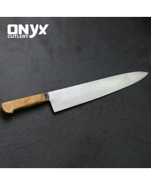 Custom Handmade Carbon Steel Kitchen Knife With Wood Handle Razor Sharp by Onyx Cutlery