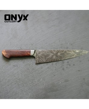 Custom Handmade Blackwood / Amboyna Burl / Brass and Onyx spacer by Onyx Cutlery