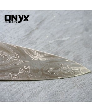 Custom Handmade Blackwood / Amboyna Burl / Brass and Onyx spacer by Onyx Cutlery