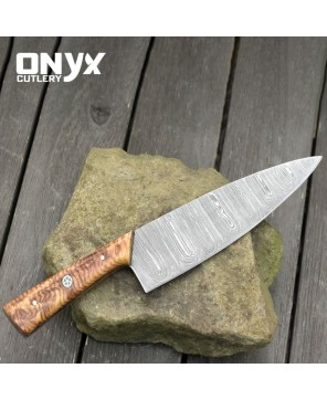 Chef's Knife Carbon Stainless Steel Kitchen Knife with Pear Tree Handle 5.5 Inch by Onyx Cutlery