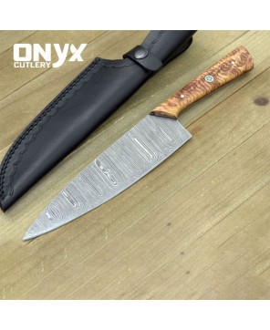 Chef's Knife Carbon Stainless Steel Kitchen Knife with Pear Tree Handle 5.5 Inch by Onyx Cutlery