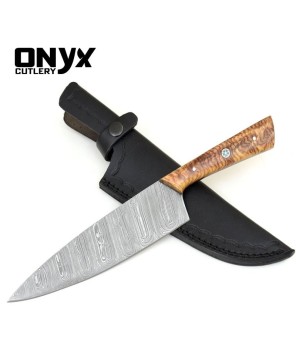 Chef's Knife Carbon Stainless Steel Kitchen Knife with Pear Tree Handle 5.5 Inch by Onyx Cutlery