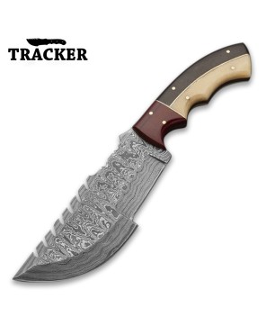 Custom Heavy-Duty Damascus Steel Tracker Knife - Handmade Quality