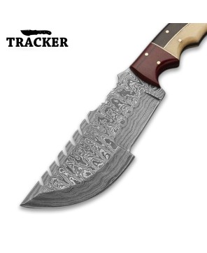 Custom Heavy-Duty Damascus Steel Tracker Knife - Handmade Quality