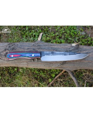 Custom Handmade Carbon Steel Chef Knife with Color Wood Handle