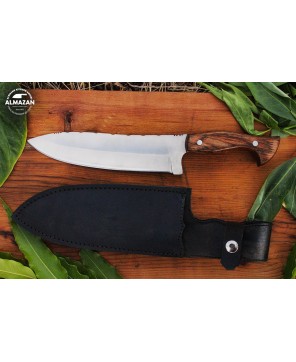 Almazan® Custom Handmade Hunting Knife with Color Wood Handle - Versatile Stainless Steel Blade