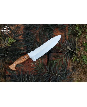 Almazan® Custom Handmade Hunting Knife with Color Wood Handle - Versatile Stainless Steel Blade