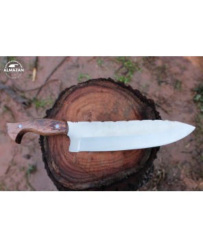 Almazan® Custom Handmade Hunting Knife with Color Wood Handle - Versatile Stainless Steel Blade