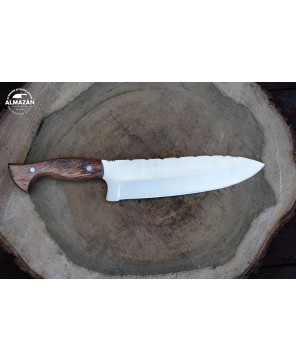 Almazan® Custom Handmade Hunting Knife with Color Wood Handle - Versatile Stainless Steel Blade