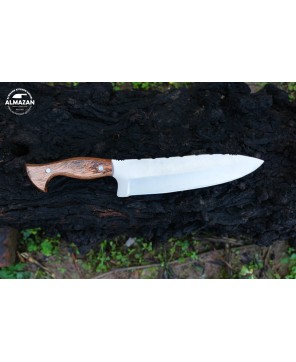 Almazan® Custom Handmade Hunting Knife with Color Wood Handle - Versatile Stainless Steel Blade