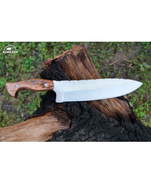 Almazan® Custom Handmade Hunting Knife with Color Wood Handle - Versatile Stainless Steel Blade