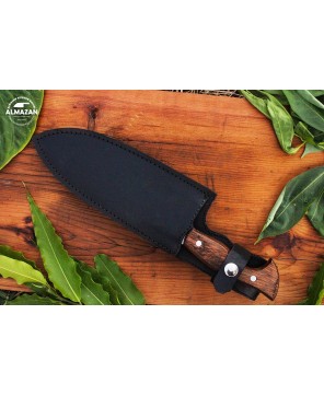 Almazan® Custom Handmade Hunting Knife with Color Wood Handle - Versatile Stainless Steel Blade