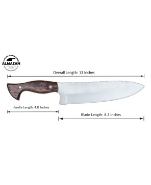 Almazan® Custom Handmade Hunting Knife with Color Wood Handle - Versatile Stainless Steel Blade