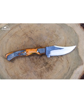 Handmade Carbon Steel Skinning Knife with Wood Handle and Sheath