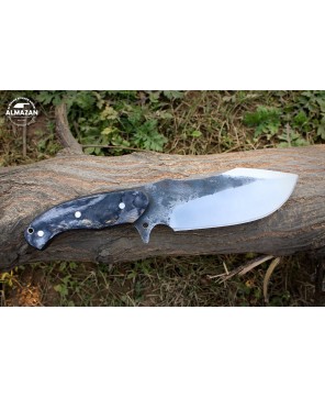 Almazan® Custom Hand Forged Carbon Steel Hunting Knife with Wood Handle - Versatile Tool for Hunting and Tracking