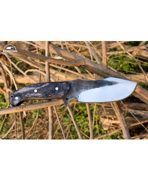 Almazan® Custom Hand Forged Carbon Steel Hunting Knife with Wood Handle - Versatile Tool for Hunting and Tracking