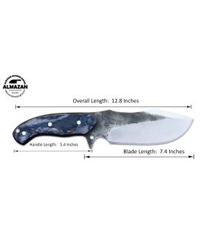 Almazan® Custom Hand Forged Carbon Steel Hunting Knife with Wood Handle - Versatile Tool for Hunting and Tracking