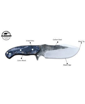 Almazan® Custom Hand Forged Carbon Steel Hunting Knife with Wood Handle - Versatile Tool for Hunting and Tracking