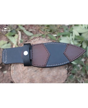 Almazan Carbon Steel Bushcraft Knife with Leather Sheath