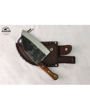 Carbon Steel Serbian Style Chef Knife with Wood Handle