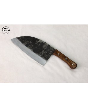 Carbon Steel Serbian Style Chef Knife with Wood Handle