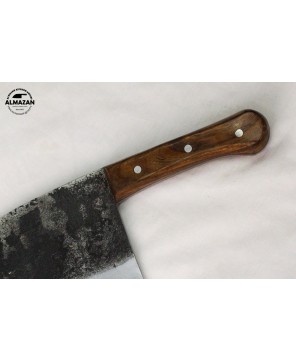 Carbon Steel Serbian Style Chef Knife with Wood Handle