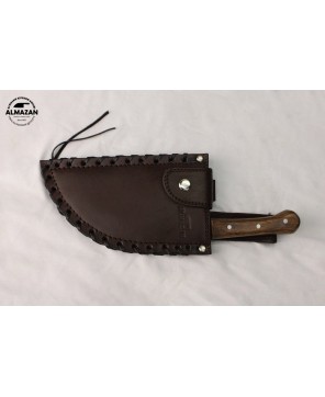 Carbon Steel Serbian Style Chef Knife with Wood Handle