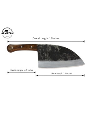 Almazan® Carbon Steel Serbian Style Chef Knife with Wood Handle