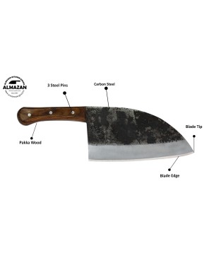 Almazan® Carbon Steel Serbian Style Chef Knife with Wood Handle