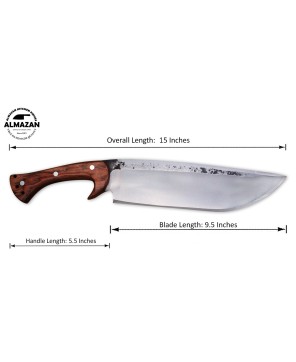 Almazan® High Carbon Steel Hunting Knife - Reliable Outdoor Tool with Color Wood Handle and Leather Sheath