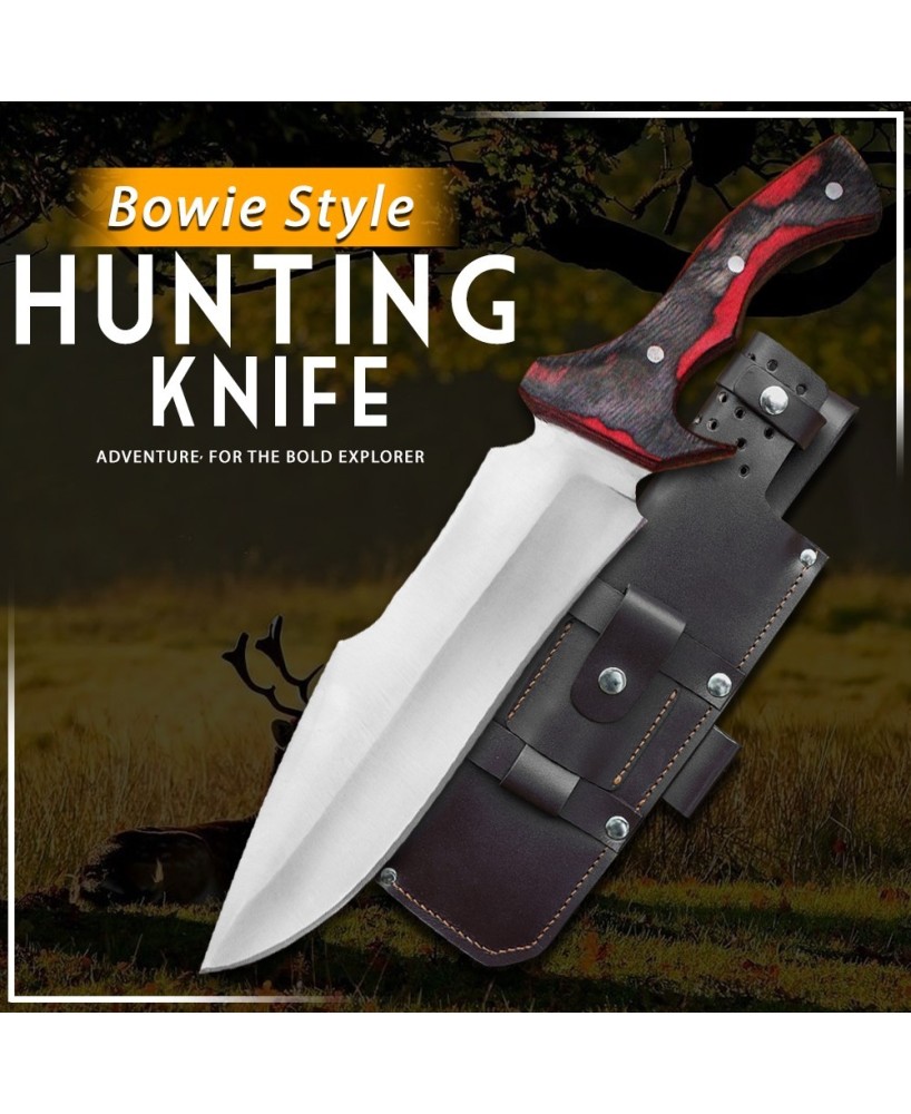 Almazan® Stainless Steel Hunting Knife - Durable Outdoor Tool with Color Wood Handle