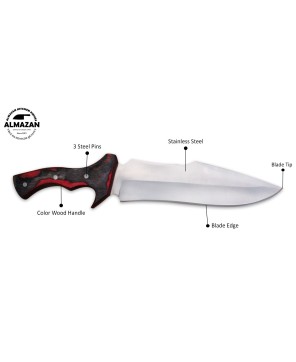 Almazan® Stainless Steel Hunting Knife - Durable Outdoor Tool with Color Wood Handle