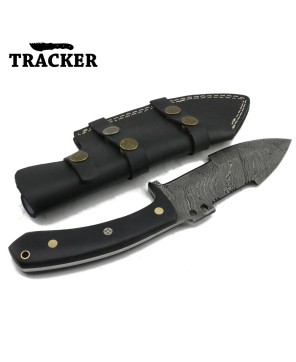 Custom Handmade Damascus Steel Tracker Knife with Leather Sheath