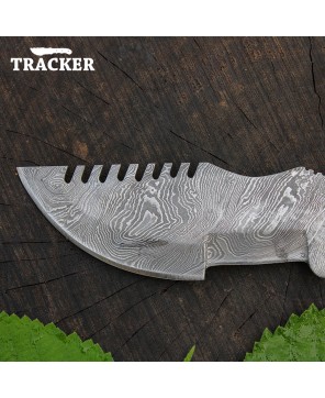 Customized Wood Handle Damascus Tracker Knife - Full Tang Blade