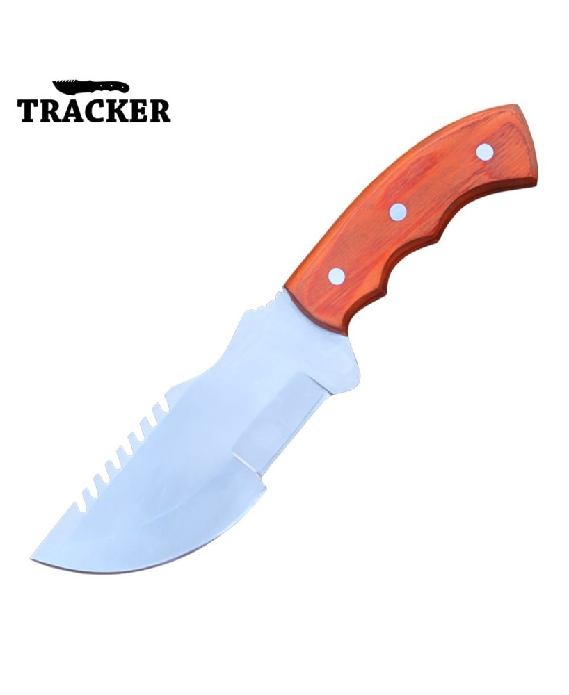 Custom Handmade Stainless Steel Tracker Knife – Red Brown Handle