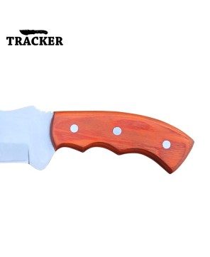 Custom Handmade Stainless Steel Tracker Knife – Red Brown Handle