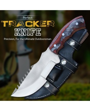 Stainless Steel Tracker Knife - Durable Leather Sheath