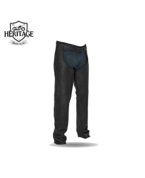 Heritage Biker Gear® Unisex Platinum Cowhide Motorcycle Leather Chaps - Premium Quality